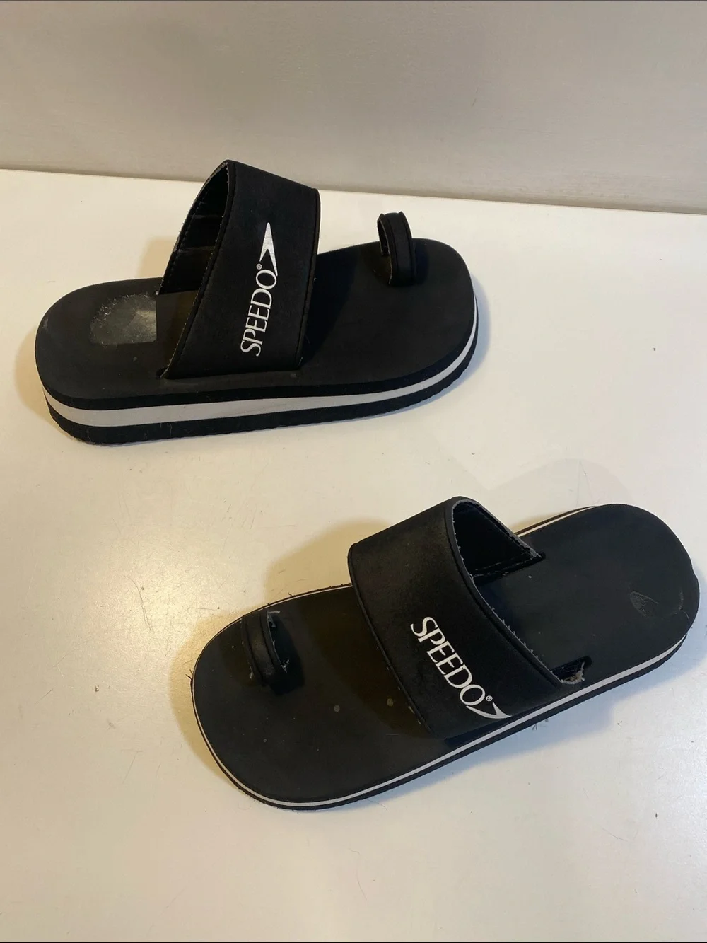 Speedo  Black Slide Sandals with White Trim Fits 8-8.5